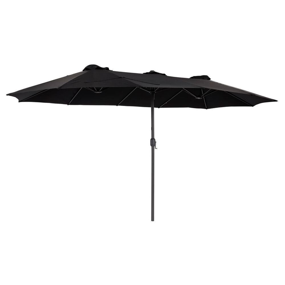 CorLiving Bertha 15&#39; Black Double Umbrella without Base, , large