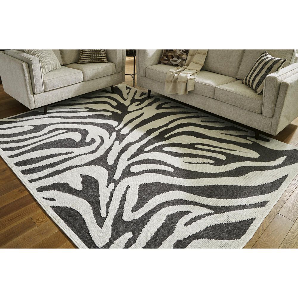 Ashley Thomwith 8&#39; x 10&#39;2&quot; Black and Ivory Indoor/Outdoor Area Rug, , large