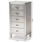 Baxton Studio Carel 5-Drawer Accent Storage Cabinet in Silver, , large