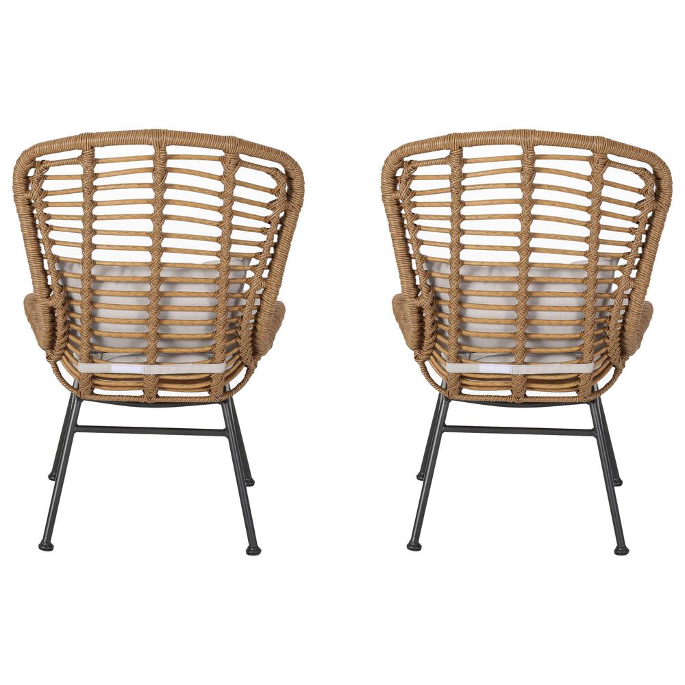 Hearth and Haven Frazer Patio Rattan Chair with Beige Cushion in Brown &#40;Set of 2&#41;, , large