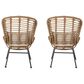 Hearth and Haven Frazer Patio Rattan Chair with Beige Cushion in Brown (Set of 2), , large