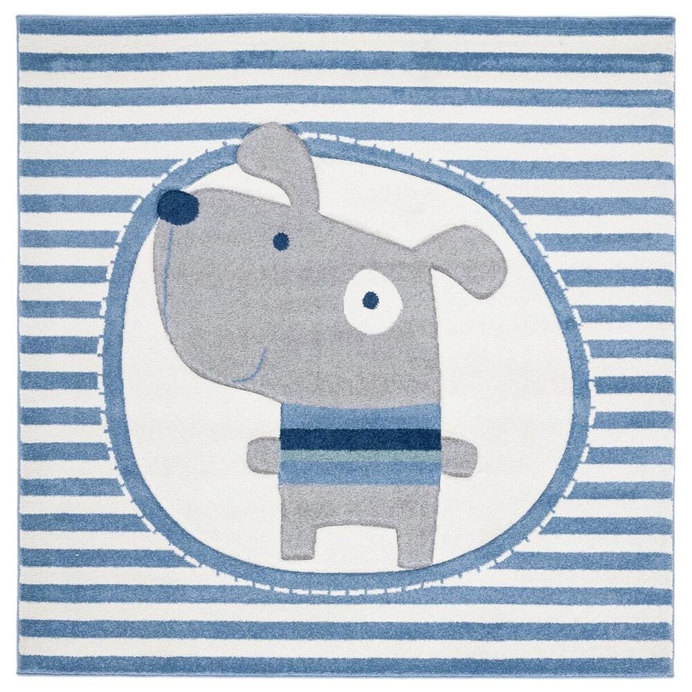 Safavieh Carousel CRK126A 5"3" Square Ivory and Blue Kids  Area Rug, , large