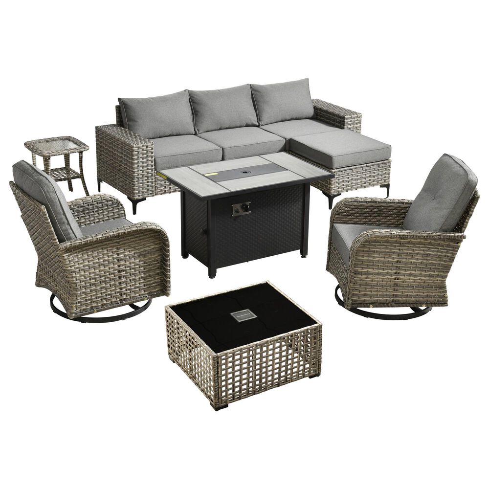 HOMLUX 9-Piece All-weather Rattan Outdoor Patio Furniture Set in Dark Gray, , large