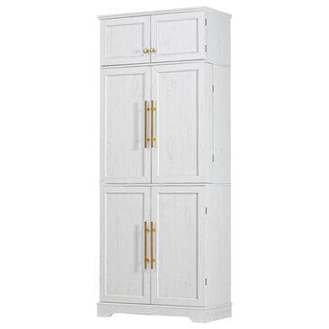 HOMLUX HOMLUX 78.2" Tall Farmhouse Kitchen Pantry Cabinet with 8 Door Shelves, Storage Cabinet with 4 Adjustable Shelves, Hidden Drawer, Wine Rack, Versatile Cupboard for Kitchen, Dining & Bathroom, Retro White, , large