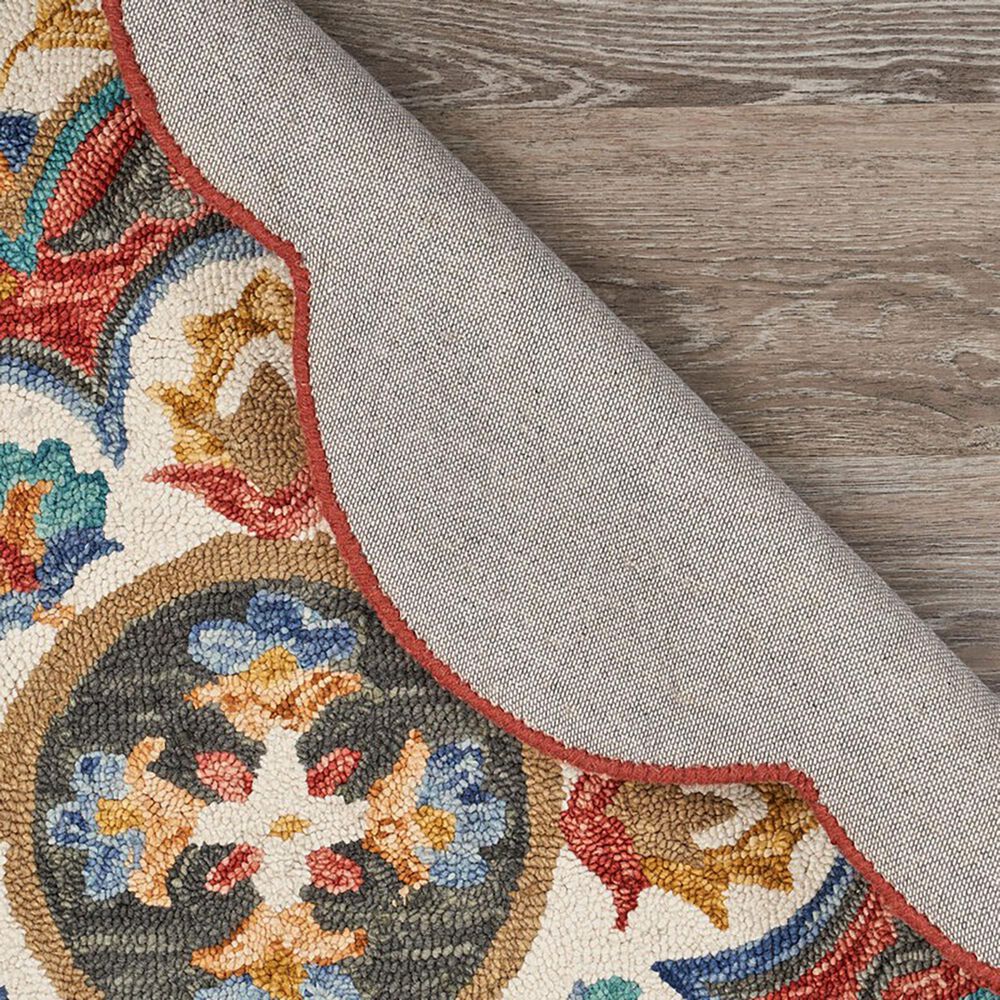 L&amp;R Resources Sinuous Blossoms 4&#39; Scalloped Red and Multicolor Area Rug, , large