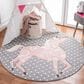 Safavieh Carousel 5"3" Round Grey, Ivory and Pink Kids Area Rug, , large