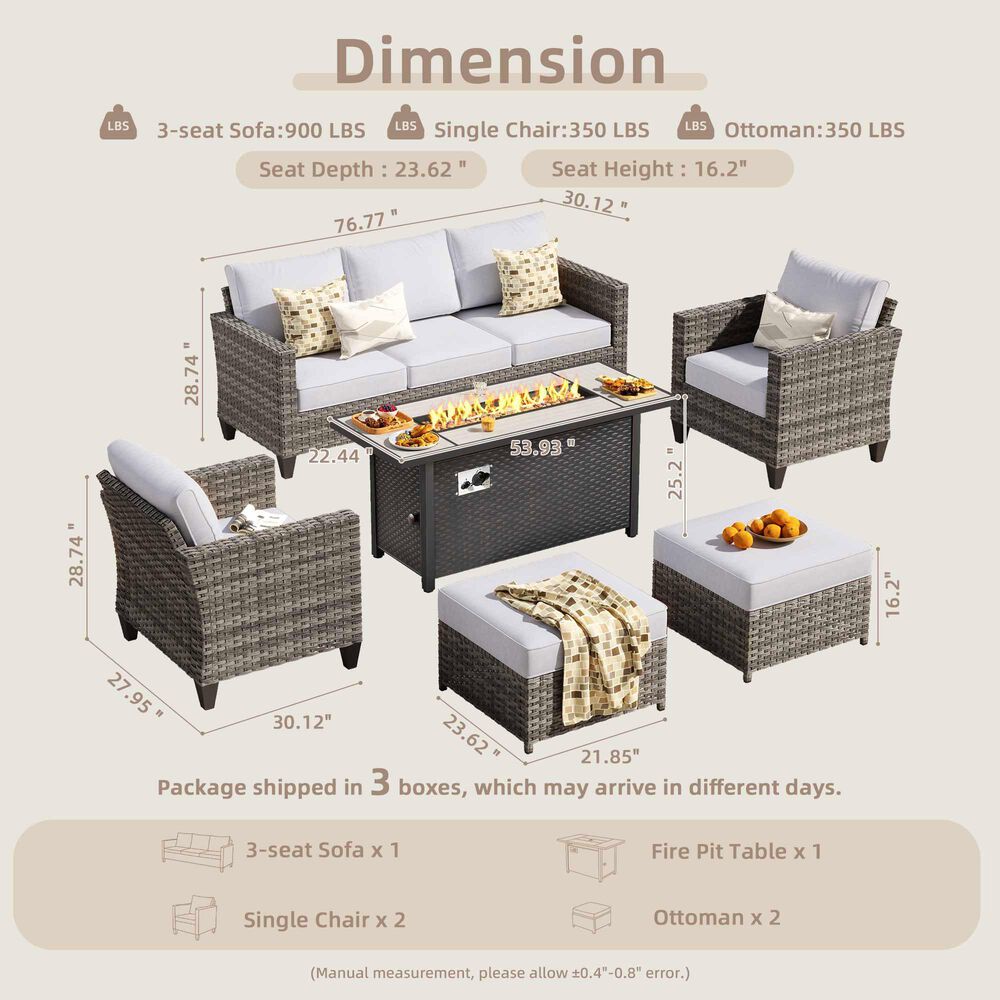 HOMLUX 6-Piece Outdoor Sofa Set in Gray, , large