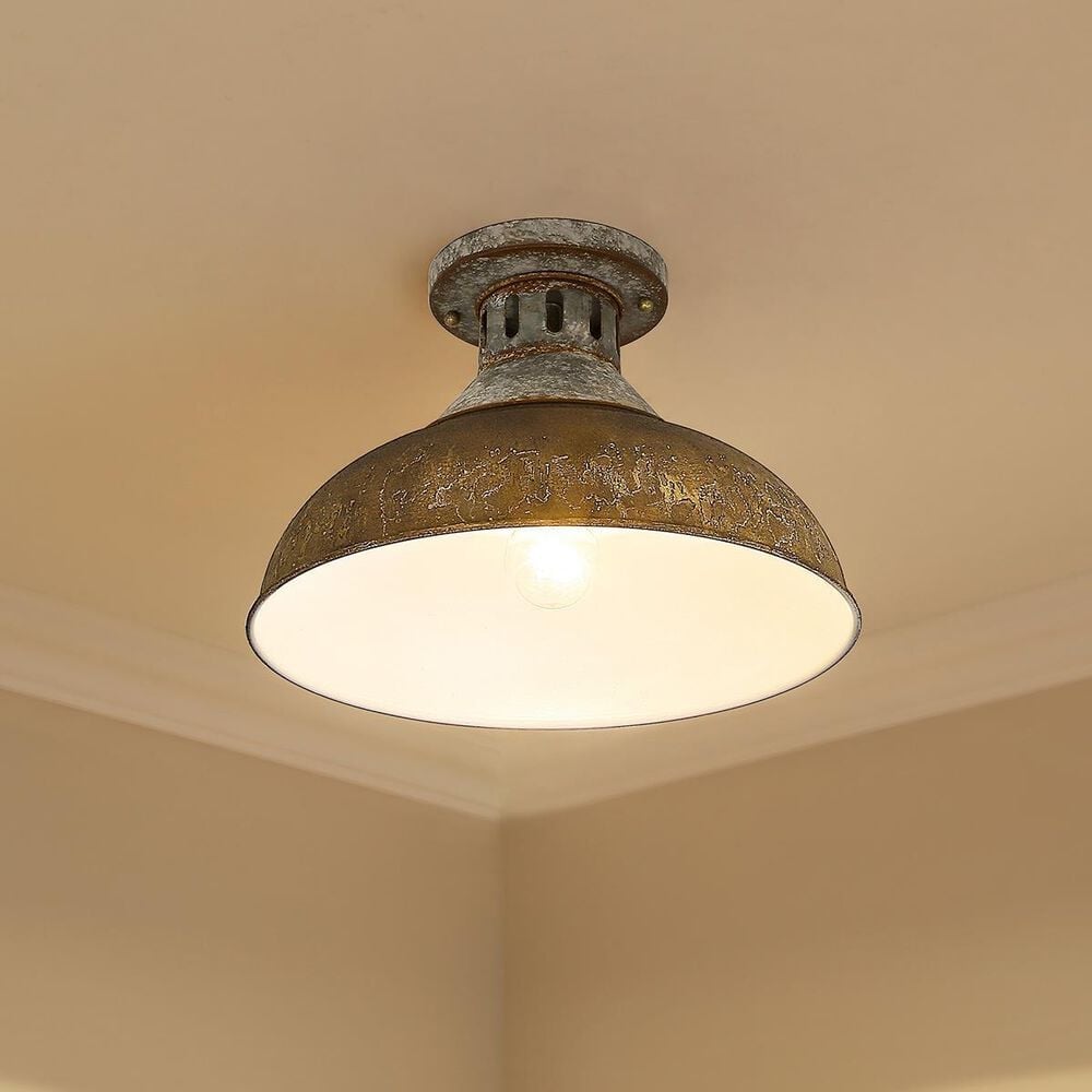 Golden Lighting Kinsley Semi-Flush in Aged Galvanized and Bronze, , large
