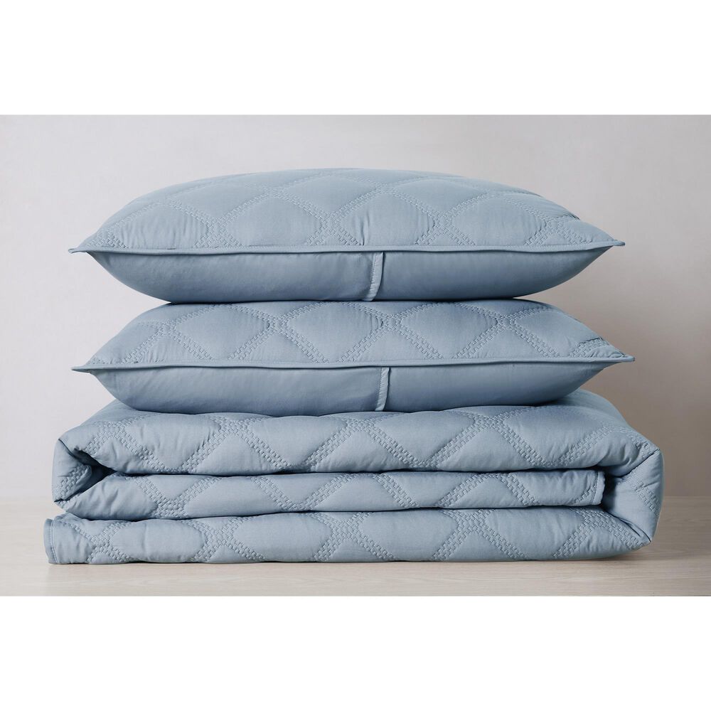Pem America Truly Soft Everyday 3-Piece Full/Queen Quilt Set in Light Blue, , large