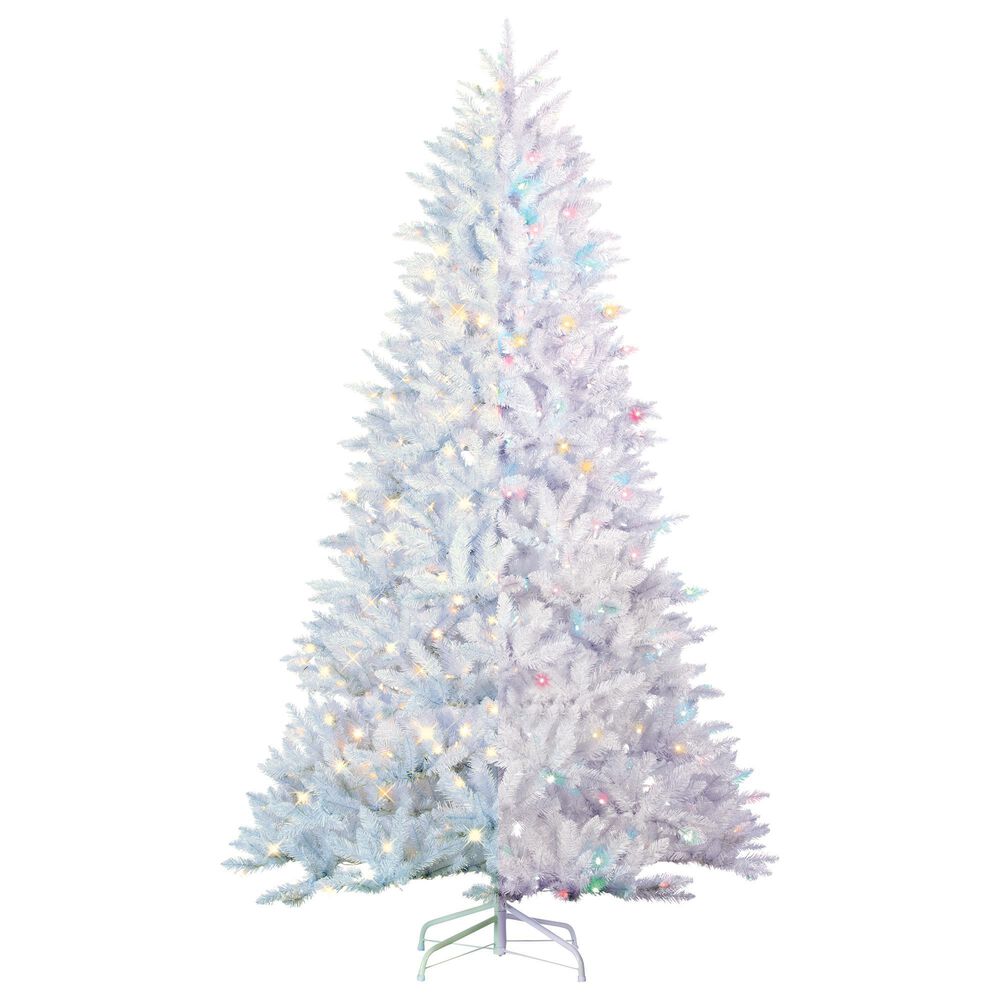 The Gerson Company 7.5" Parkview Pine Artificial Christmas Tree with Multicolored LED Lights in White, , large