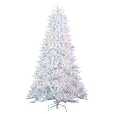 The Gerson Company 7.5" Parkview Pine Artificial Christmas Tree with Multicolored LED Lights in White, , large