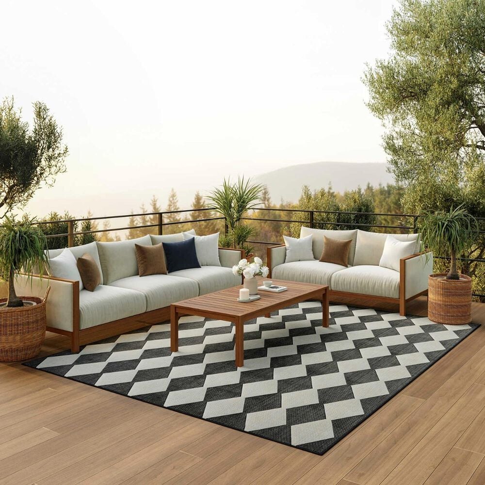 Nourison Positano Geometric Black 8&#39; x 10&#39; Indoor/Outdoor Area Rug, , large