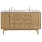 James Martin Vanities Laurent 60" Double Bathroom Vanity in Light Natural Oak with 3 cm Carrara White Marble Top and Rectangular Sinks, , large