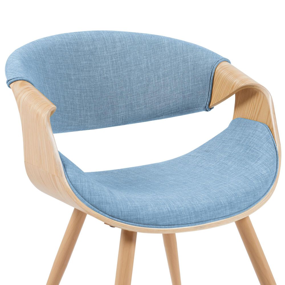 Armen Living Butterfly Arm Chair with Blue Upholstery in Oak, , large