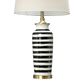 Creative Coop Striped Ceramic Table Lamp in Black, White and Brushed Gold, , large
