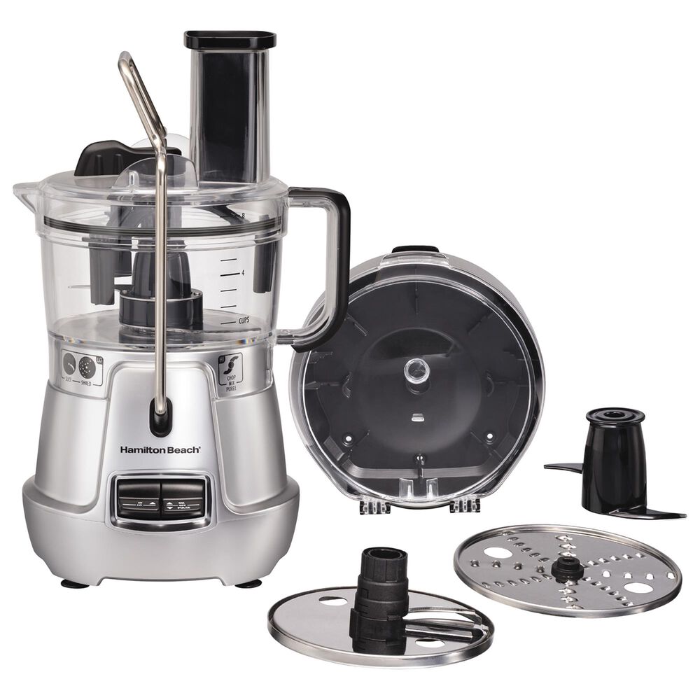 Hamilton Beach 8-Cup Stack and Snap Food Processor with Bowl Scraper and Adjustable Slicing in Silver, , large
