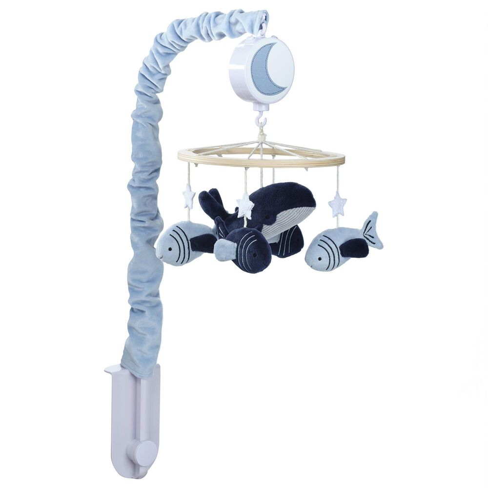 Lambs & Ivy Bubbles and Squirt Musical Baby Crib Mobile in Blue, , large
