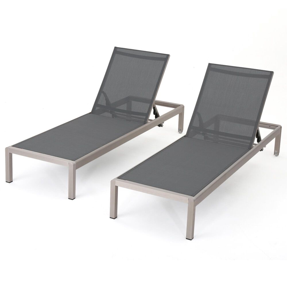 Noble House Cape Coral Patio Chaise Lounge in Silver (Set of 2), , large