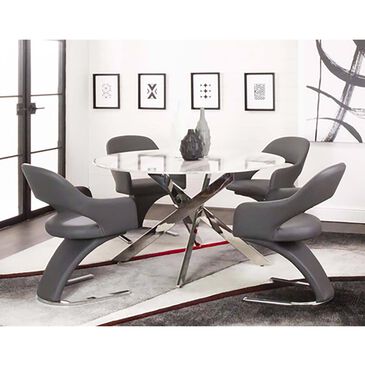 Penny Lane Aldo 5-Piece Round Dining Set in Stainless Steel, , large