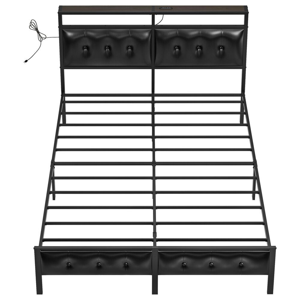 HOMLUX Full Upholstered Platform Bed with 12.6" Under-bed Storage in Black, , large