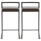 Lumisource Fuji Stackable Counter Stool with Brown Faux Leather Cushion in Black (Set of 2), , large
