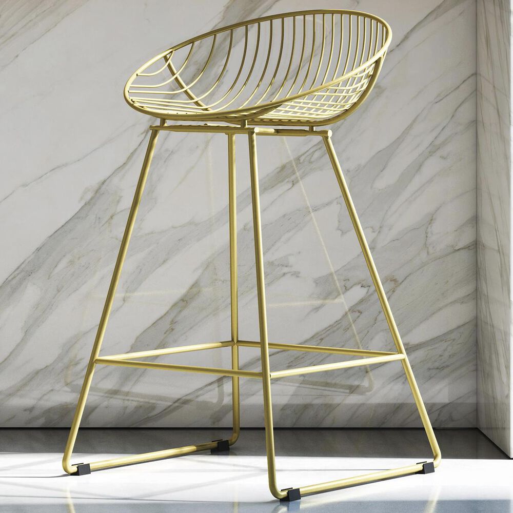 CosmoLiving by Cosmopolitan Ellis Wire Counter Stool in Gold, , large