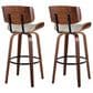 LumiSource Lombardi 30" Swivel Barstool with Cream Faux Leather Upholstery in Walnut and Black (Set of 2), , large