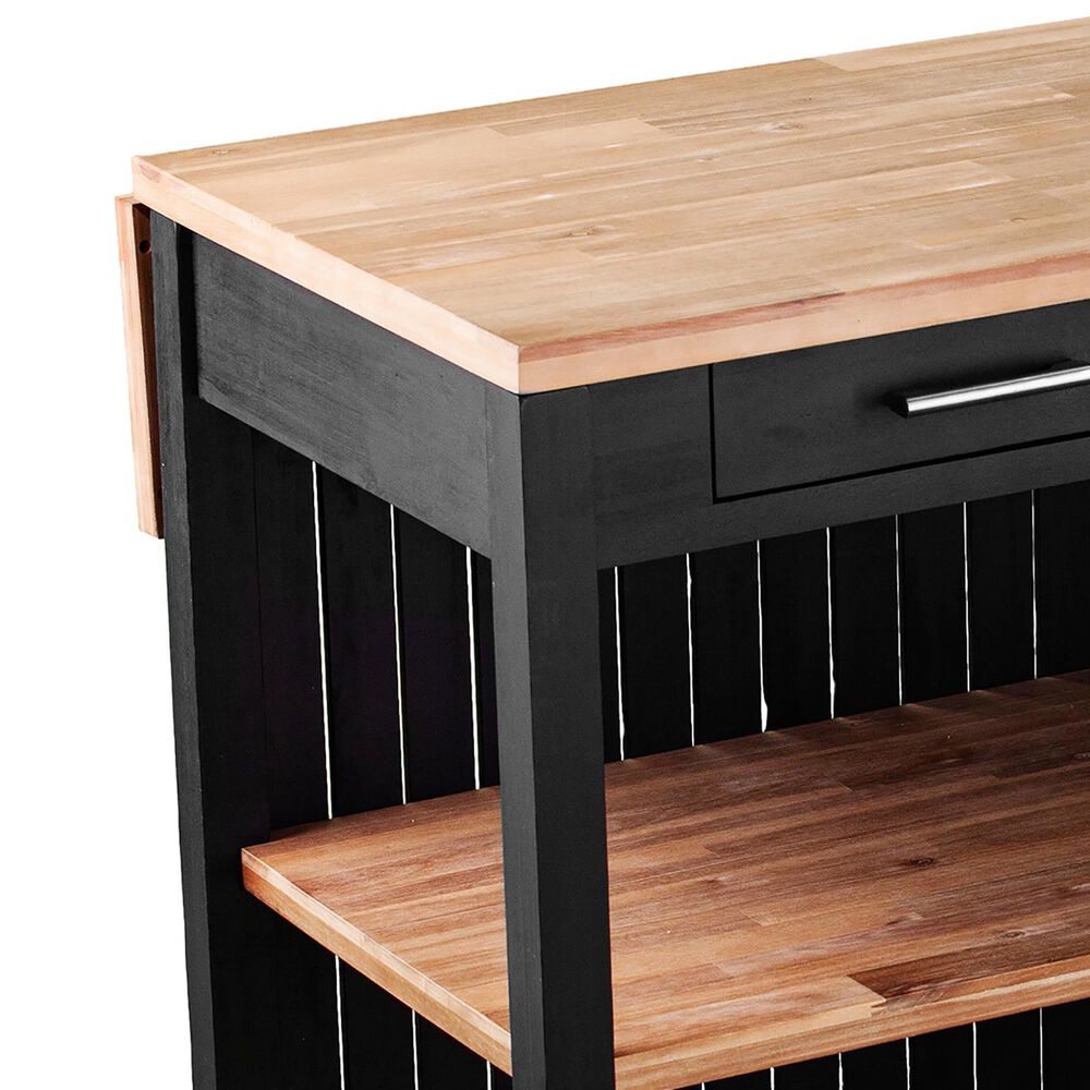 Southern Enterprises Berinsly 3-Piece Expandable Freestanding Kitchen Island Set in Black and Natural, , large