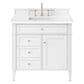 James Martin Brittany 36" Single Bathroom Vanity in Bright White with 3 cm White Zeus Quartz Top and Rectangular Sink, , large