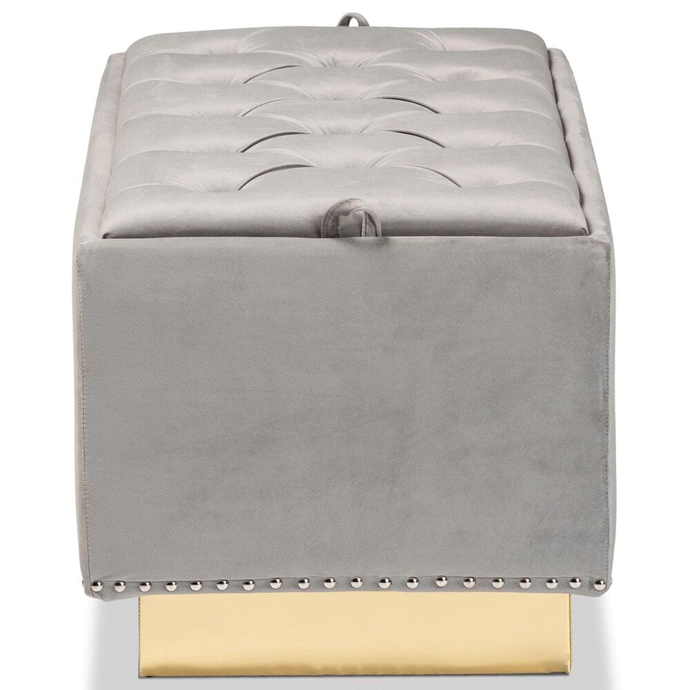 Baxton Studio Powell Storage Ottoman in Grey and Gold, , large