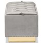 Baxton Studio Powell Storage Ottoman in Grey and Gold, , large