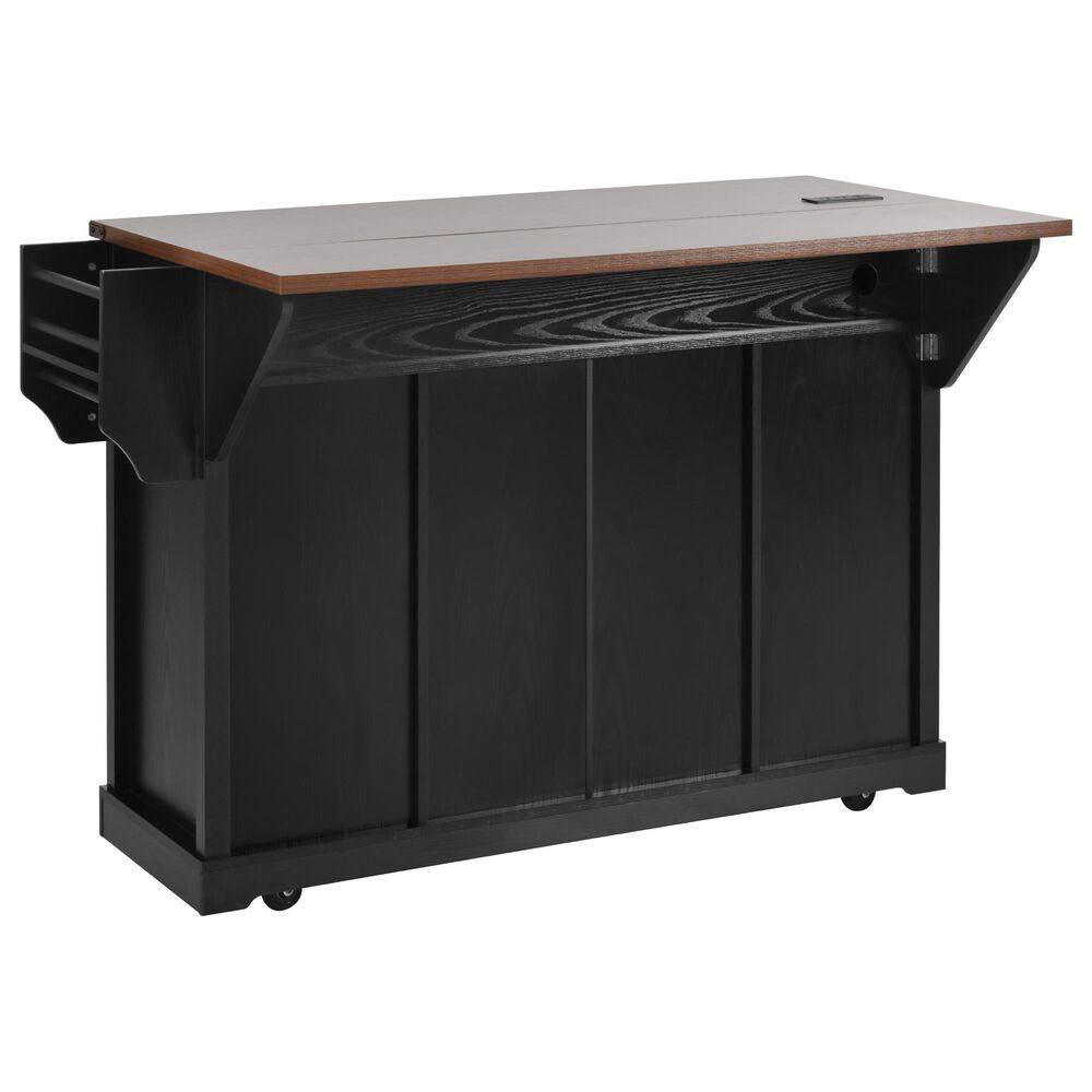 HOMLUX 58" Kitchen Island with Drop Leaf in Black and Brown, , large