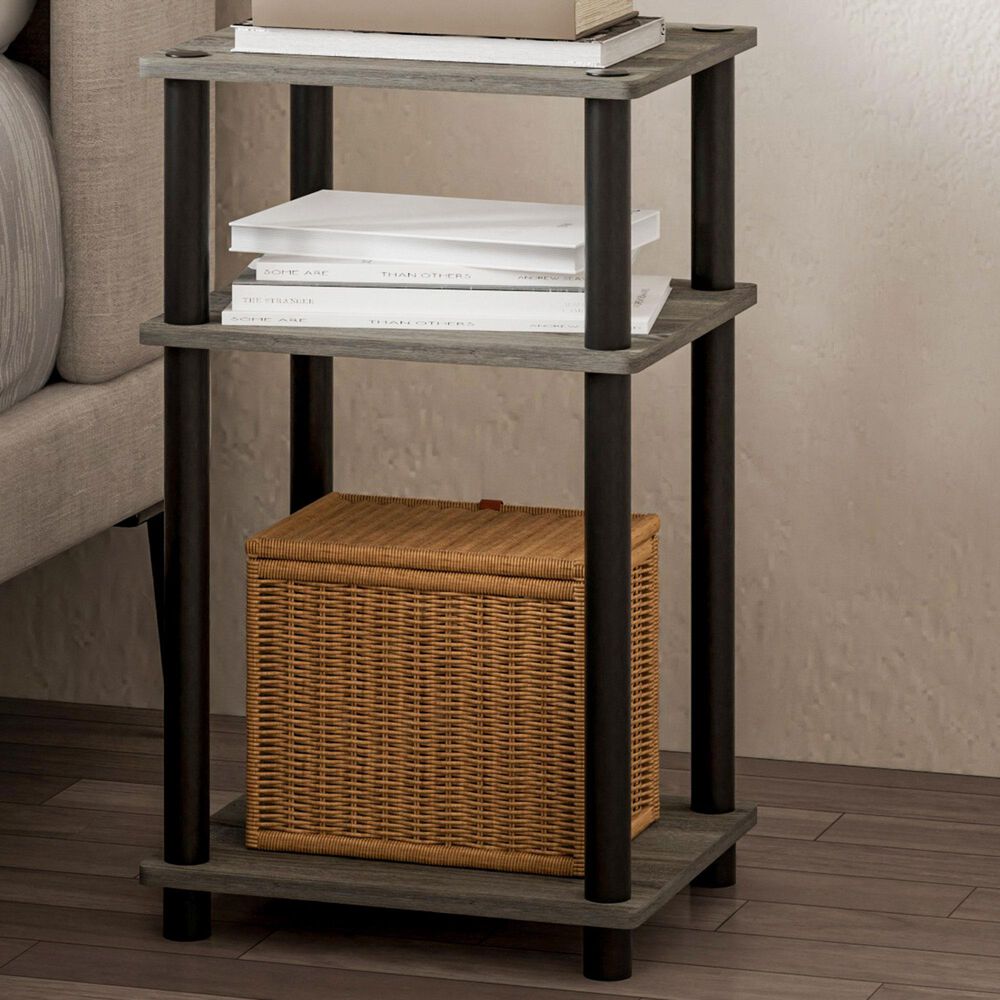 HOMLUX 3-Tier End Table in French Oak and Black, , large