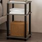 HOMLUX 3-Tier End Table in French Oak and Black, , large
