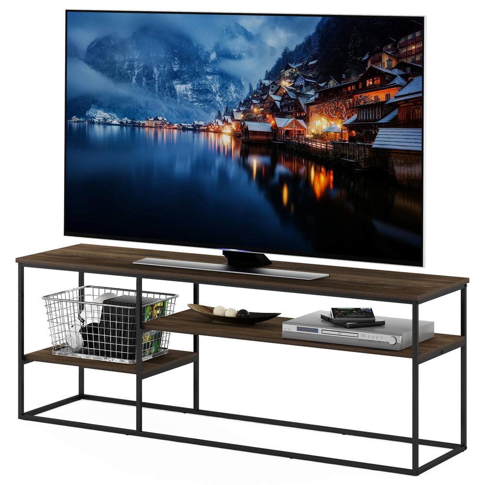HOMLUX 60" TV Stand with 2 Open Storage Shelves in Columbia Walnut, , large