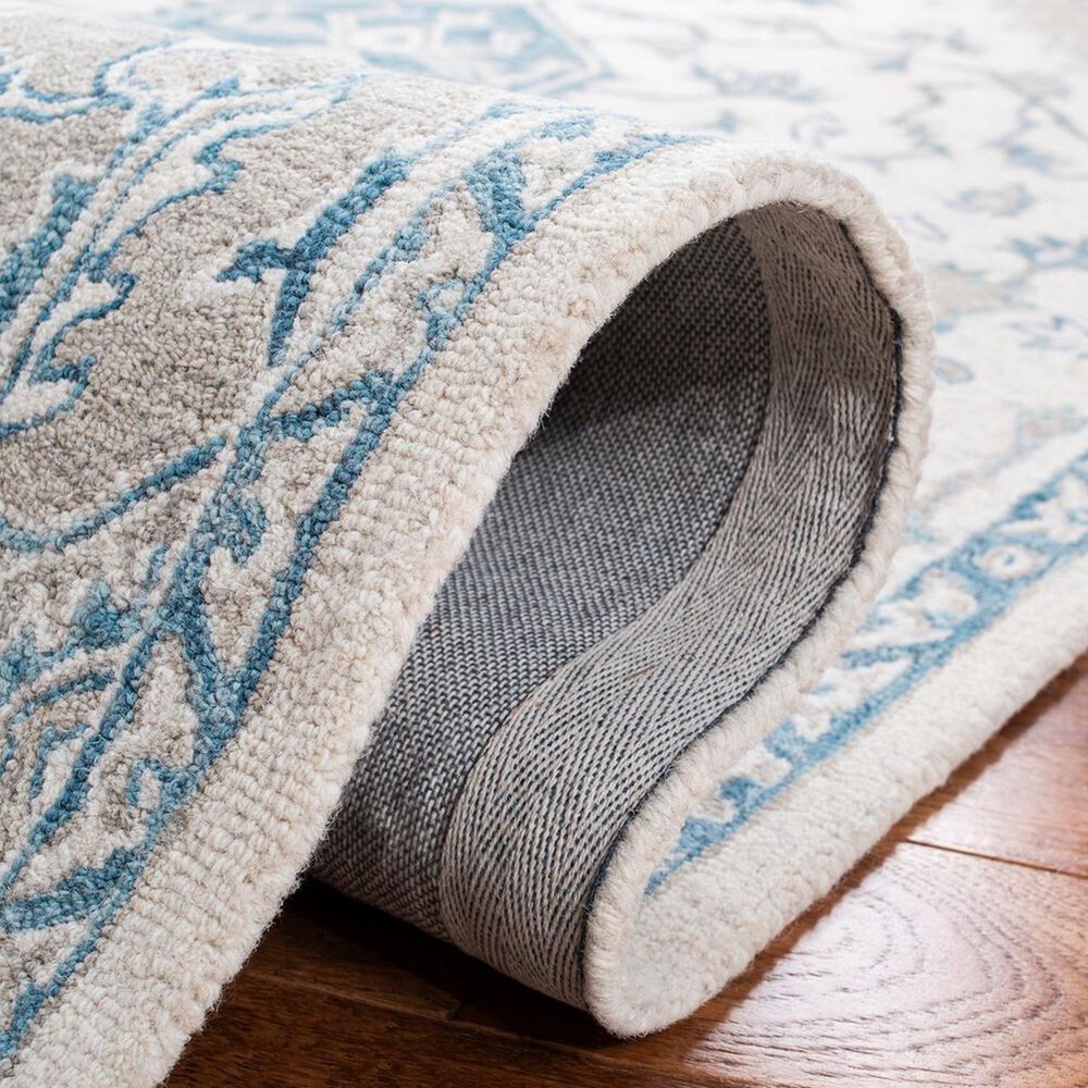 Safavieh Micro-Loop MLP213M 2&#39;3&quot; x 9&#39; Ivory and Blue Runner, , large