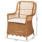 Baxton Studio Teresa Arm Chair with Light Honey Rattan in White, , large