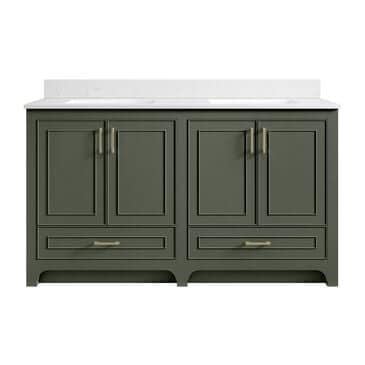 37B Lucerne 60" Double Bathroom Vanity in Deep Olive Green with Marble Top and Backsplash, , large