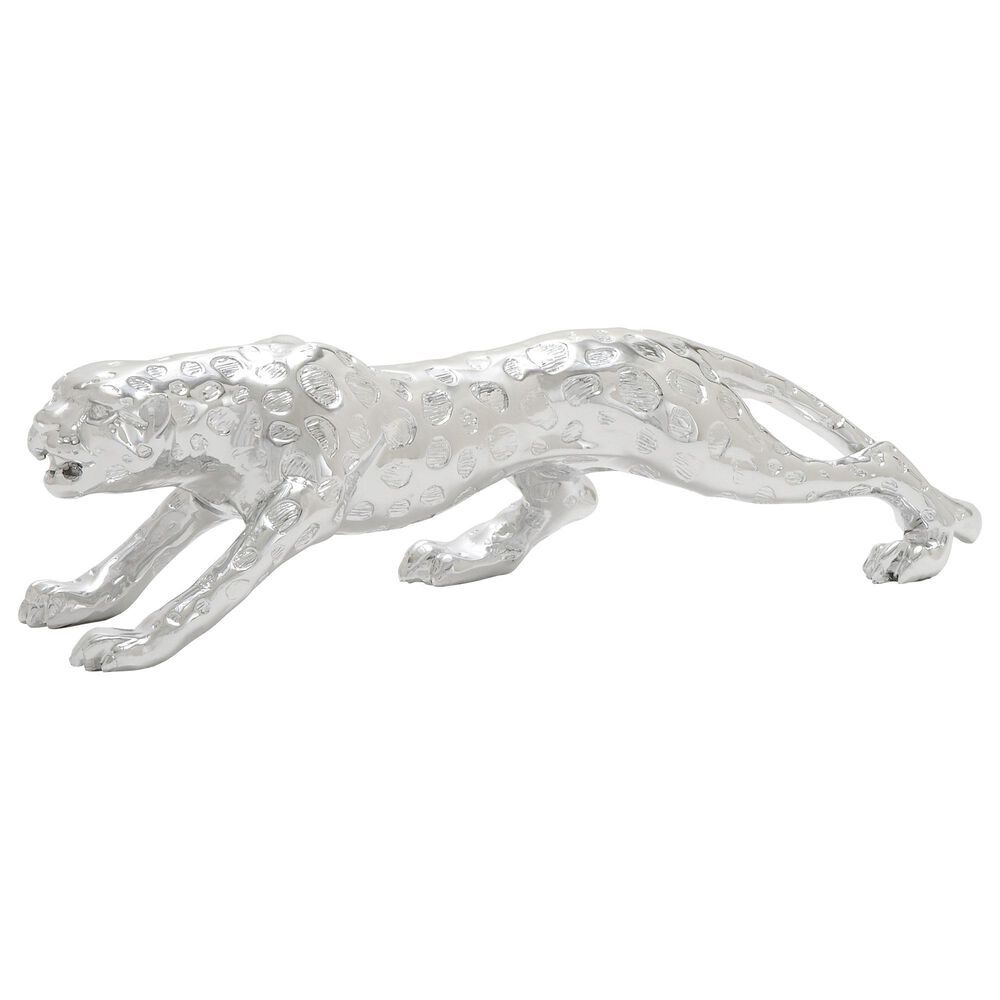 Maple and Jade 5" Large Leopard Statue in Silver, , large