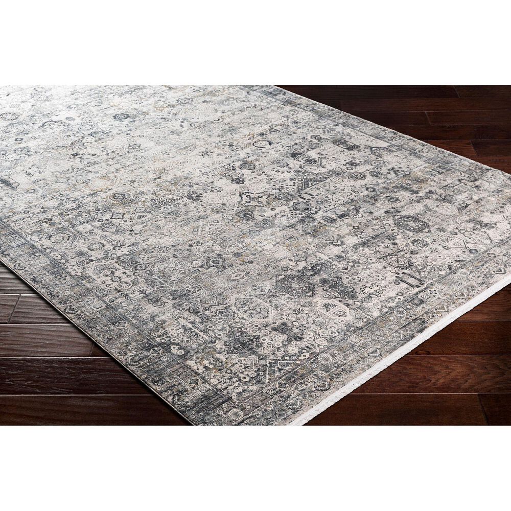 Surya Solar 2&#39; x 3&#39; Gray, Light Gray, Charcoal, Black and Mustard Area Rug, , large