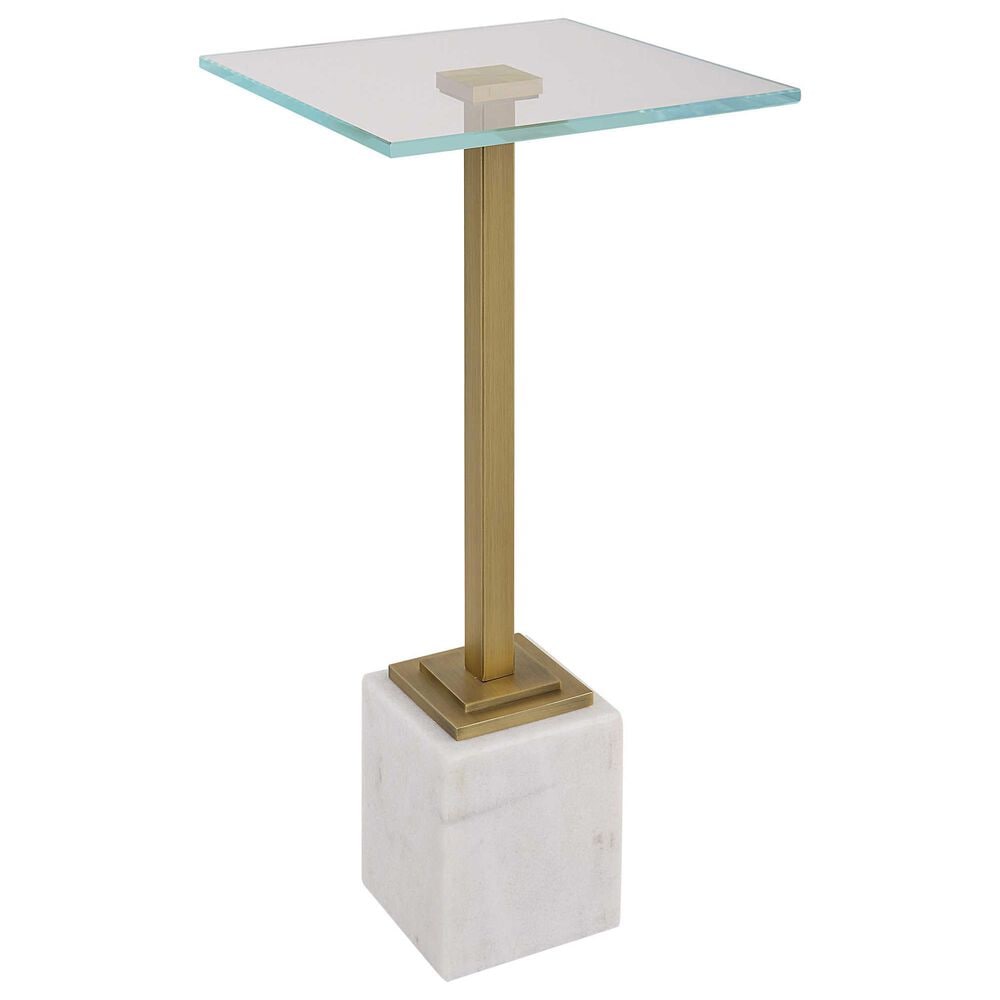 Uttermost Martini Table in White and Brass, , large