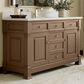 James Martin Vanities Brookfield 60" Single Bathroom Vanity in Pecan with Single Hole 3 cm White Zeus Quartz Top and Rectangular Sink, , large
