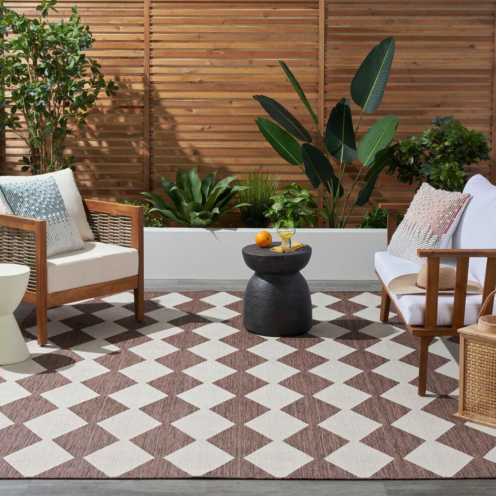 Nourison Positano Geometric Natural 6&#39; x 9&#39; Indoor/Outdoor Area Rug, , large