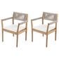 Hearth and Haven Outdoor Braided Acacia Wood Dining Chair in Cream (Set of 2), , large