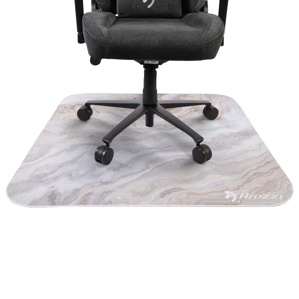 Arozzi Zona Quattro Microfiber Noise Dampening and Scratch Protection Anti-Slip Chair Mat in White Marble, , large