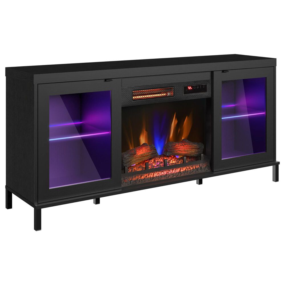 Classic Flame 56" TV Stand with Electric Fireplace in Black, , large