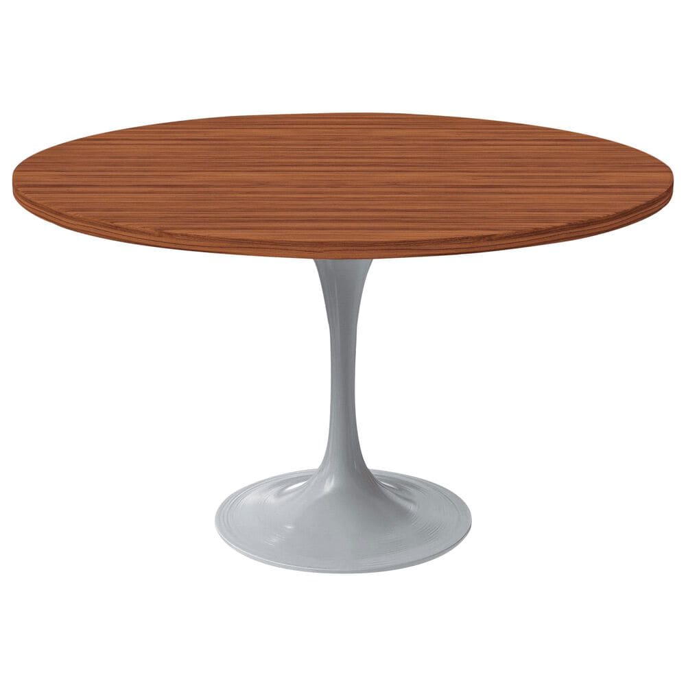 Leisuremod LeisureMod Verve Collection 48 Round Dining Table, White Base with Cognac Brown MDF Top, , large