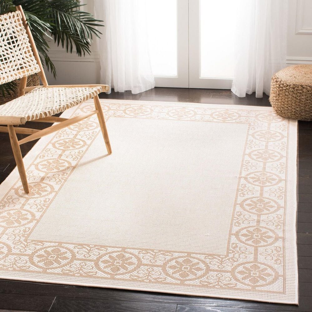 Safavieh Bermuda Floral 3&#39; x 5&#39; Ivory and Beige Indoor/Outdoor Area Performance Rug, , large