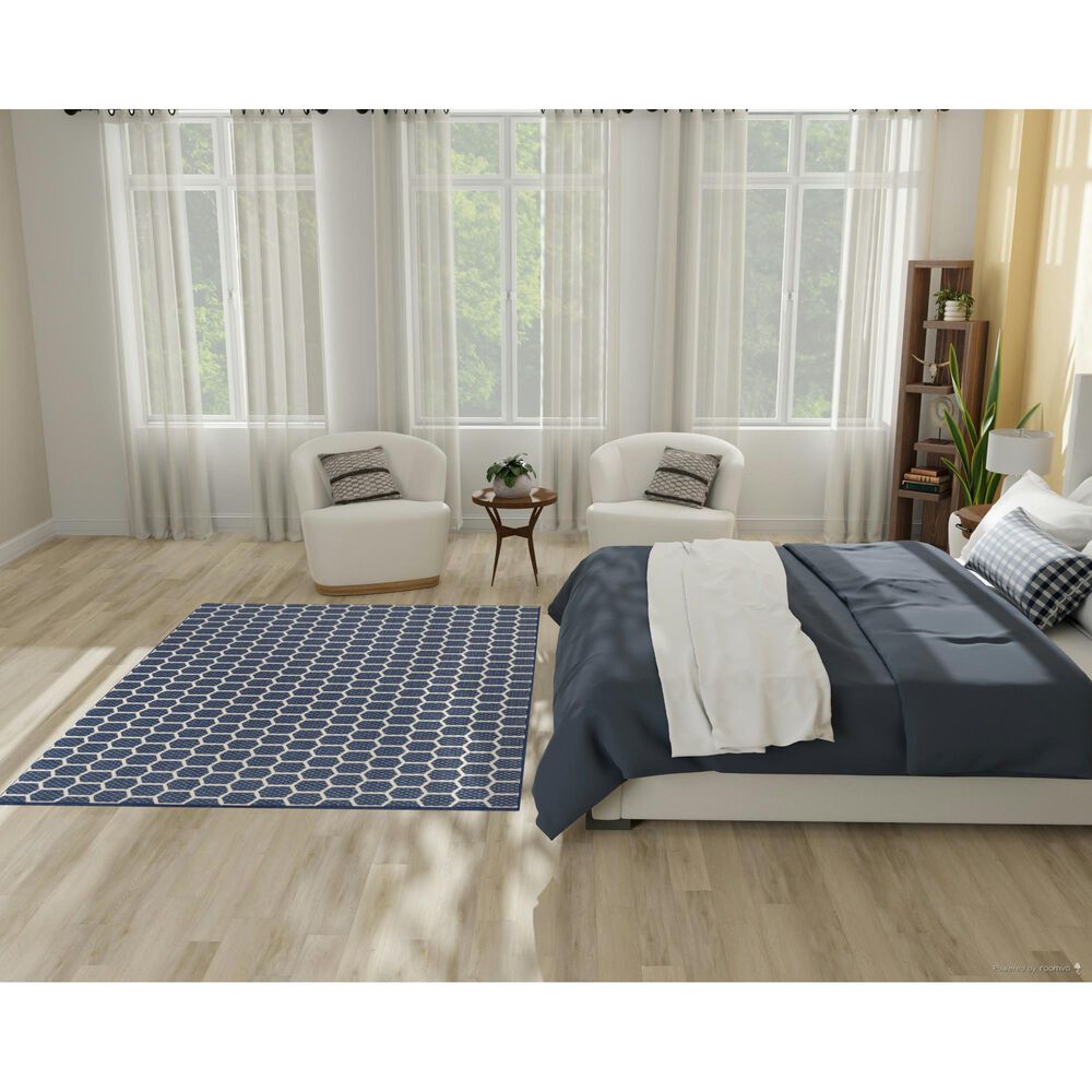 Nourison Twist Reversible 5&#39; x 7&#39; Navy Indoor/Outdoor Area Rug, , large