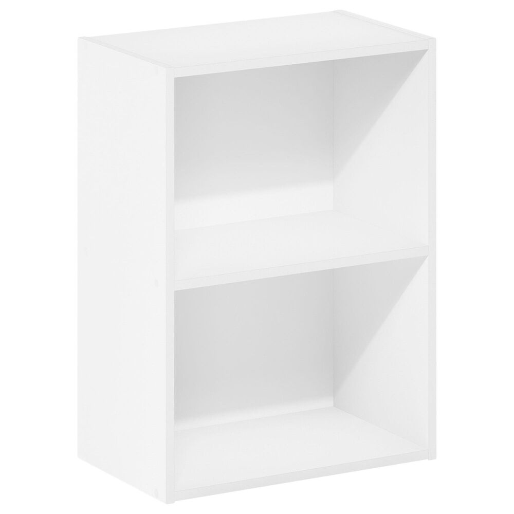 HOMLUX 2-Tier Cube Compact Storage Shelf Organizer Bookcase in White, , large